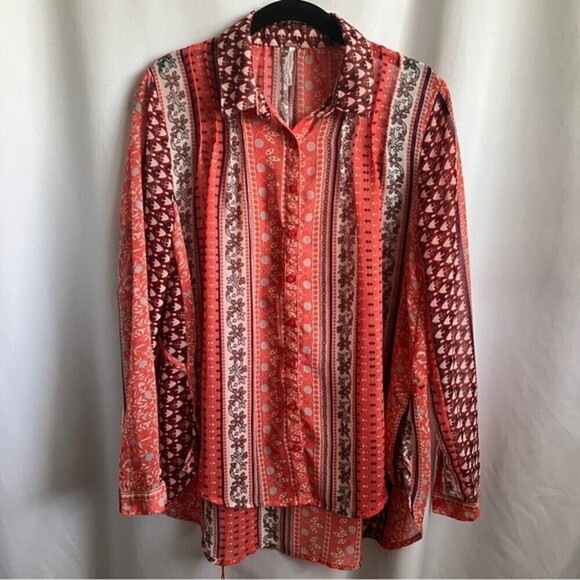 Free People Moonlight Miles Sheer Floral Print Button Down size XS - Picture 1 of 10